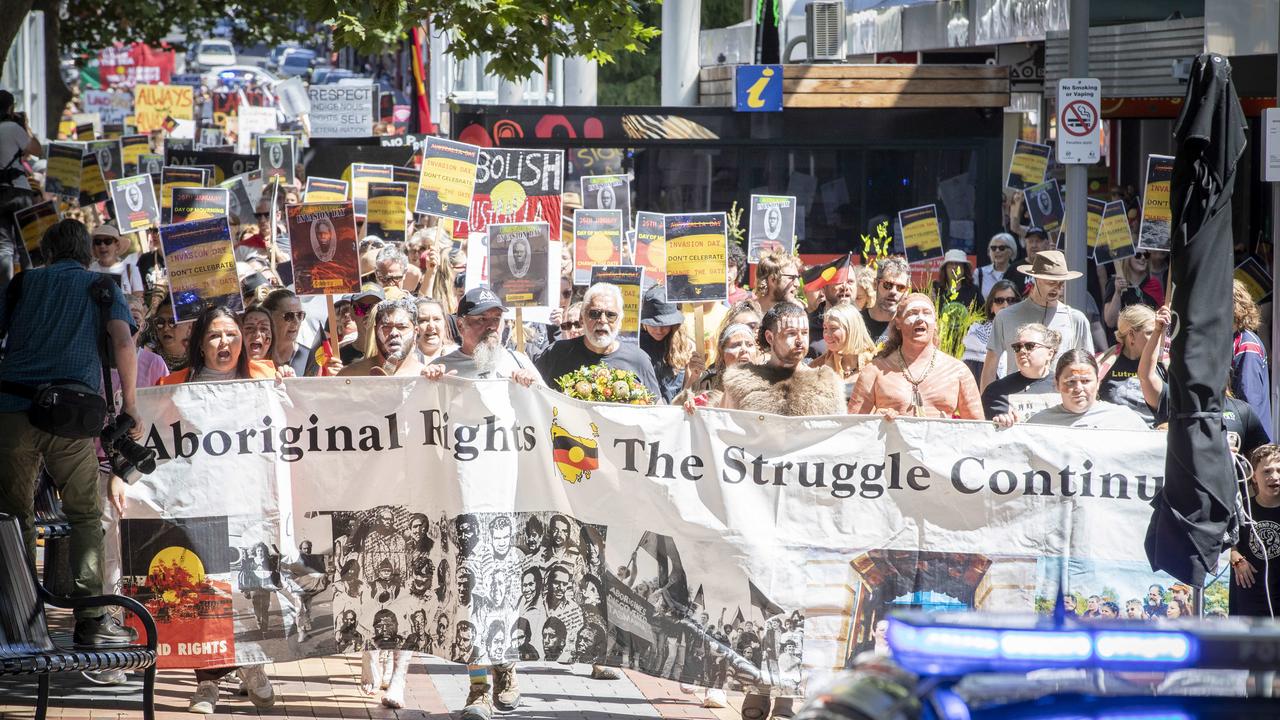 Invasion Day March and Rally at Hobart. Picture: Chris Kidd