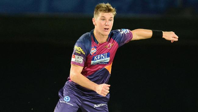 Adam Zampa in action for Rising Pune Supergiants in the Indian Premier League.