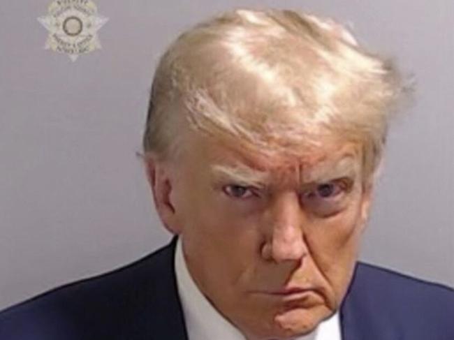 Donald Trump surrendered on racketeering charges and had his mugshot taken at a Georgia jail on August 24, 2023. Picture: FULTON COUNTY SHERIFF'S OFFICE / AFP