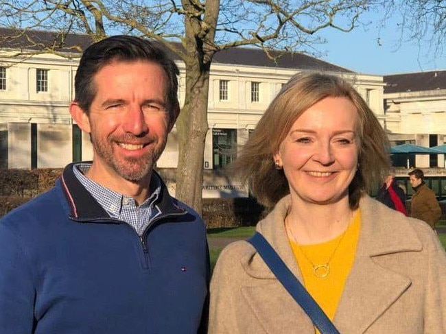 SA Senator Simon Birmingham getting cosy with now-UK Prime Minister Liz Truss in London in December 2019.