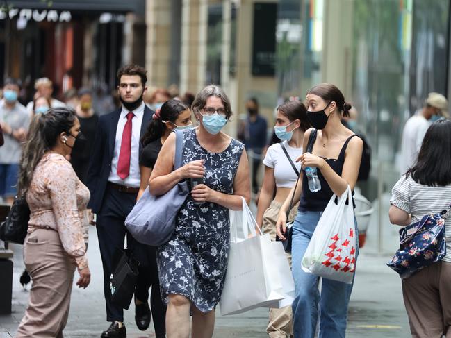 Shoppers in Sydney’s Pitt Street Mall. Picture: NCA NewsWire/David Swift