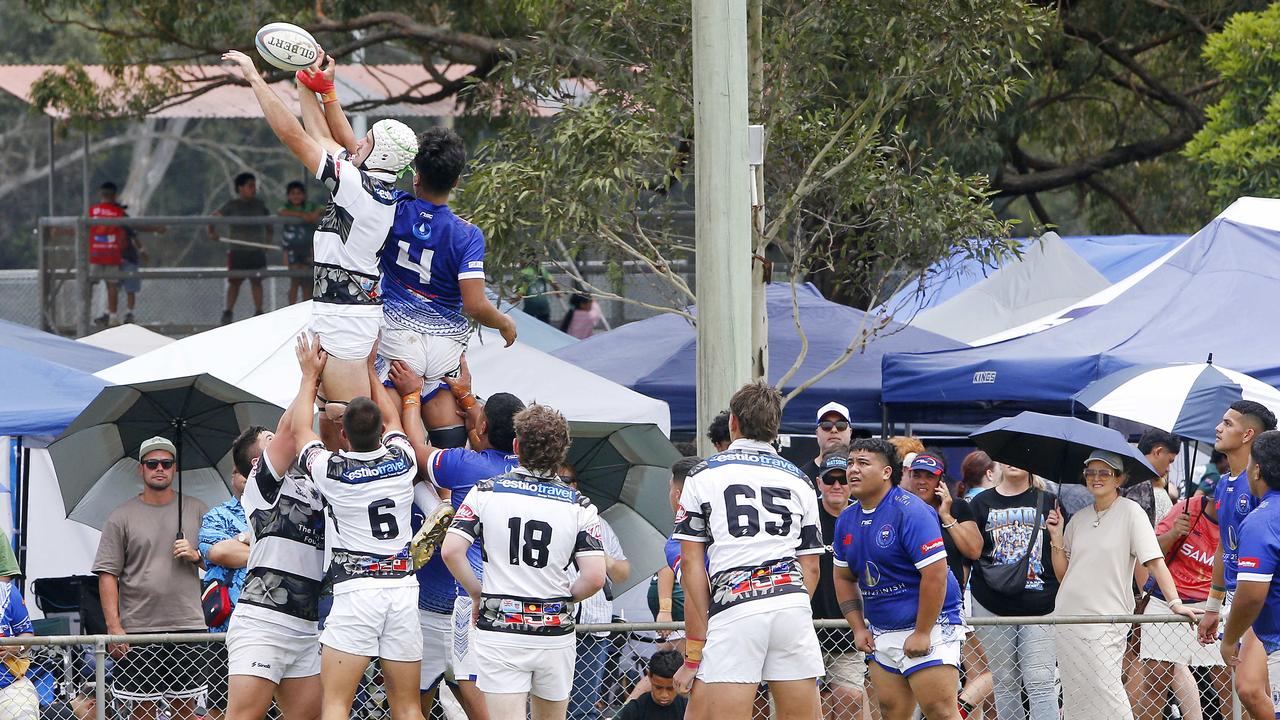 NSW Samoa and the Barbarians battling in an under 18s match.