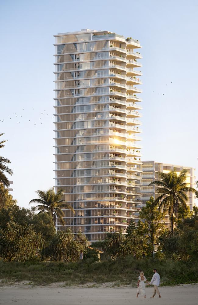 Artist impression of 27-storey luxury Main Beach apartments by GDI Group