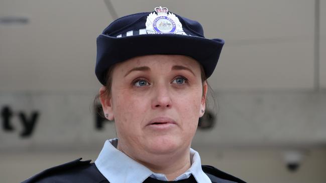 Acting Inspector Lisa Broomhall, of ACT Policing, speaks to reporters on Friday. Picture: Blake Foden