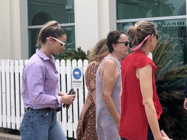 Relatives and friends of the Schwarz and Tighe families attend Bowen Magistrates Court on August 4, 2022 at Bogie. Picture: Janessa Ekert