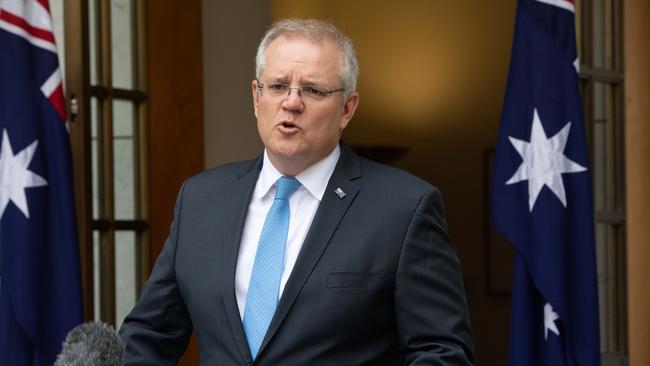 Prime Minister Scott Morrison again hit out at state-imposed border blockades. Picture: NCA NewsWire / Andrew Taylor