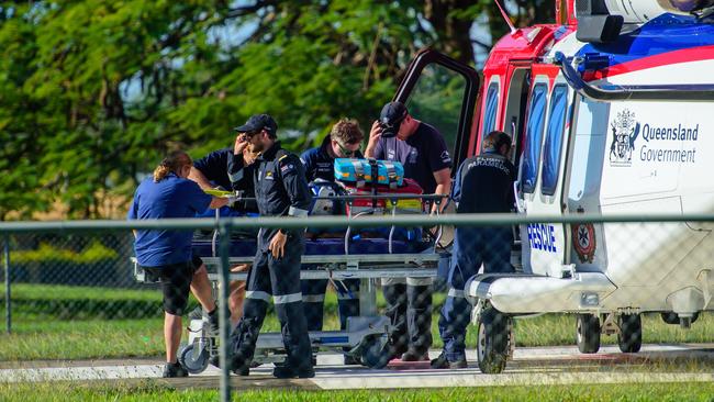 Patients arriving at Ayr Hospital after the crash. Picture: NewsWire / Scott Radford-Chisholm