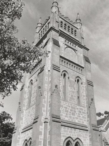 Outside view of the St. Andrew's Anglican Church building in Walkerville showing the bell tower from 1998.