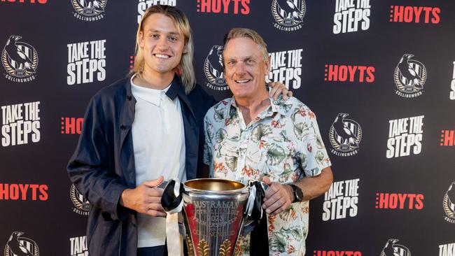 Darcy Moore and his dad, Peter. Picture: Jason Edwards