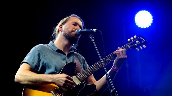 Josh Teskey lead singer and guitarist from Australian blues rock band The Teskey Brothers playing at Womadelaide 2021. Picture: Rob Sferco