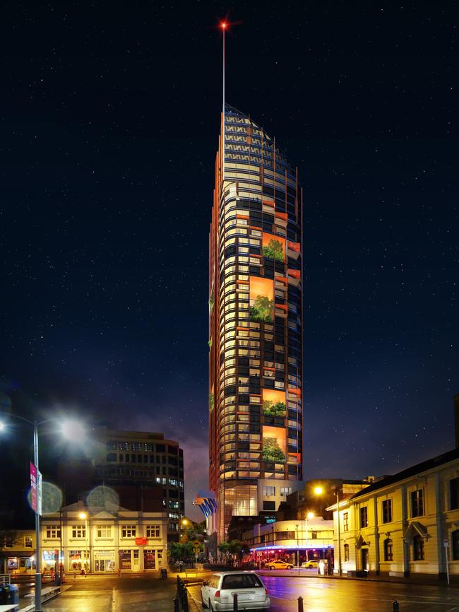 Proposed development for 28-30 Davey Street Hobart. Artist impression: X Squared Architects