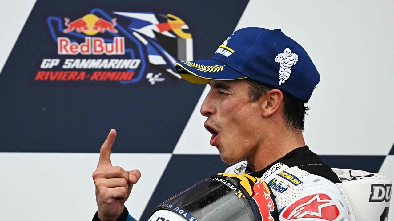 Marquez is chasing a third successive win for the first time in five years this weekend. (Photo by Gabriel BOUYS / AFP)