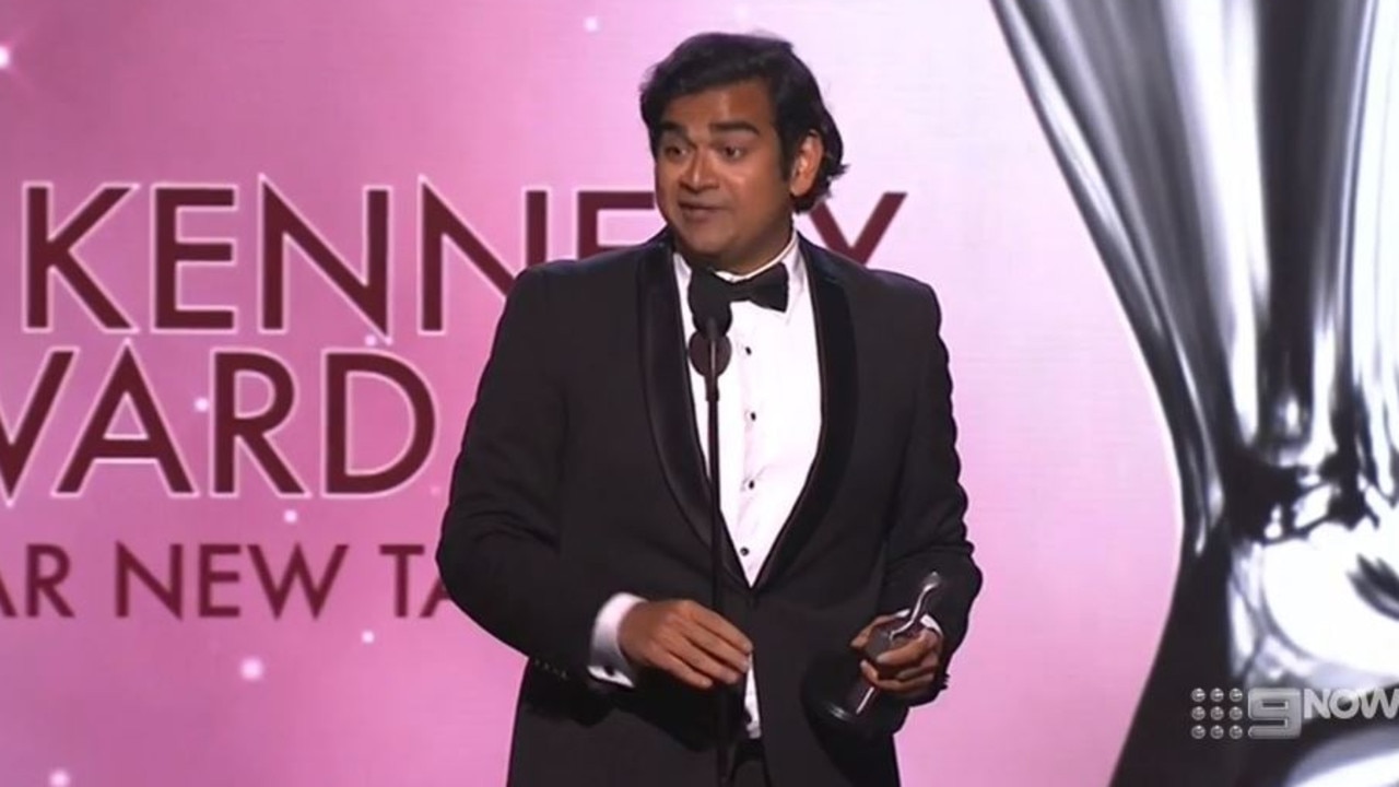 Dilruk Jayasinha poked fun at his surprise win in his acceptance speech. Picture: Channel 9