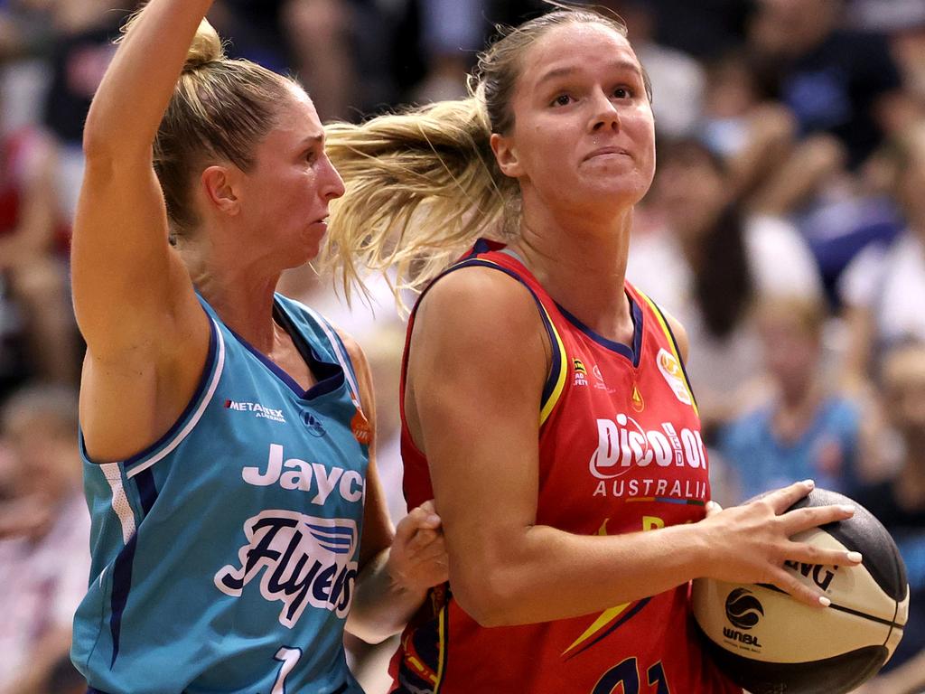 Sturt star Tayla Brazel in action for the Adelaide Lightning. Picture: Kelly Defina/Getty Images