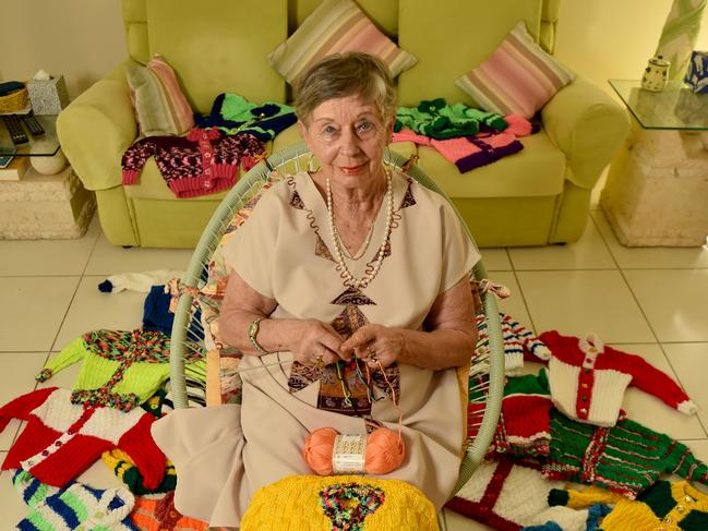 Marianne Garland has knitted nearly1000 jumpers for charities over the last 16 years. Picture: Evan Morgan