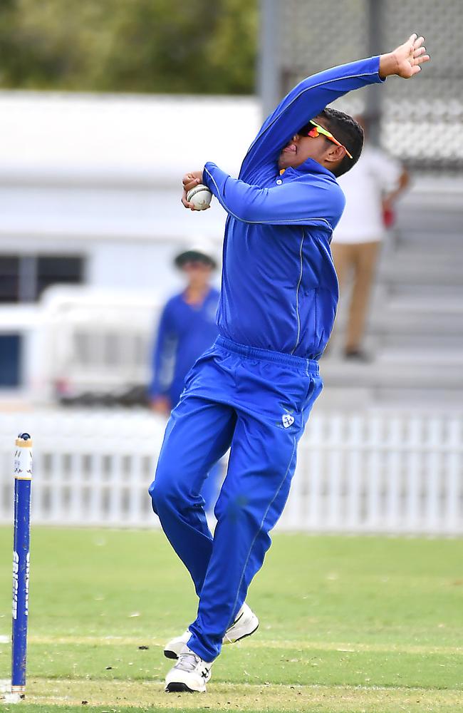 Nudgee College Shoubhit Jain GPS First XI cricket between Brisbane State High School and Nudgee College Saturday February 1, 2025. Picture, John Gass