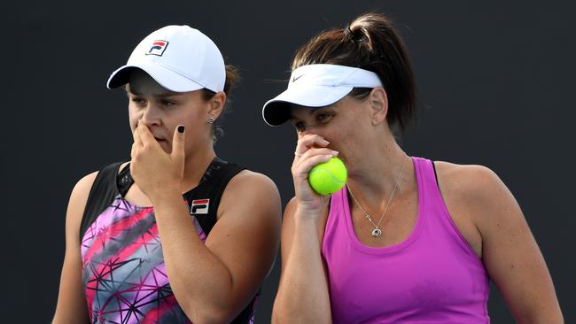 Ashleigh Barty (L) has condemned Margaret Court’s personal attack on her doubles partner Casey Dellacqua (R).