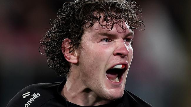 SYDNEY, AUSTRALIA - SEPTEMBER 28:  Liam Martin of the Panthers celebrates scoring a try during the NRL Preliminary Final match between the Penrith Panthers and the Cronulla Sharks at Accor Stadium on September 28, 2024 in Sydney, Australia. (Photo by Matt King/Getty Images)