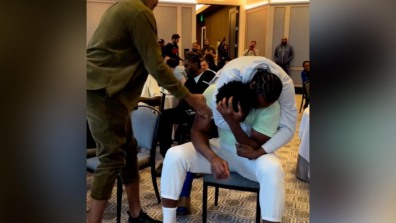 Joel Embiid was overcome with emotion after finding out he was named the 2022/23 NBA MVP. Picture: Instagram