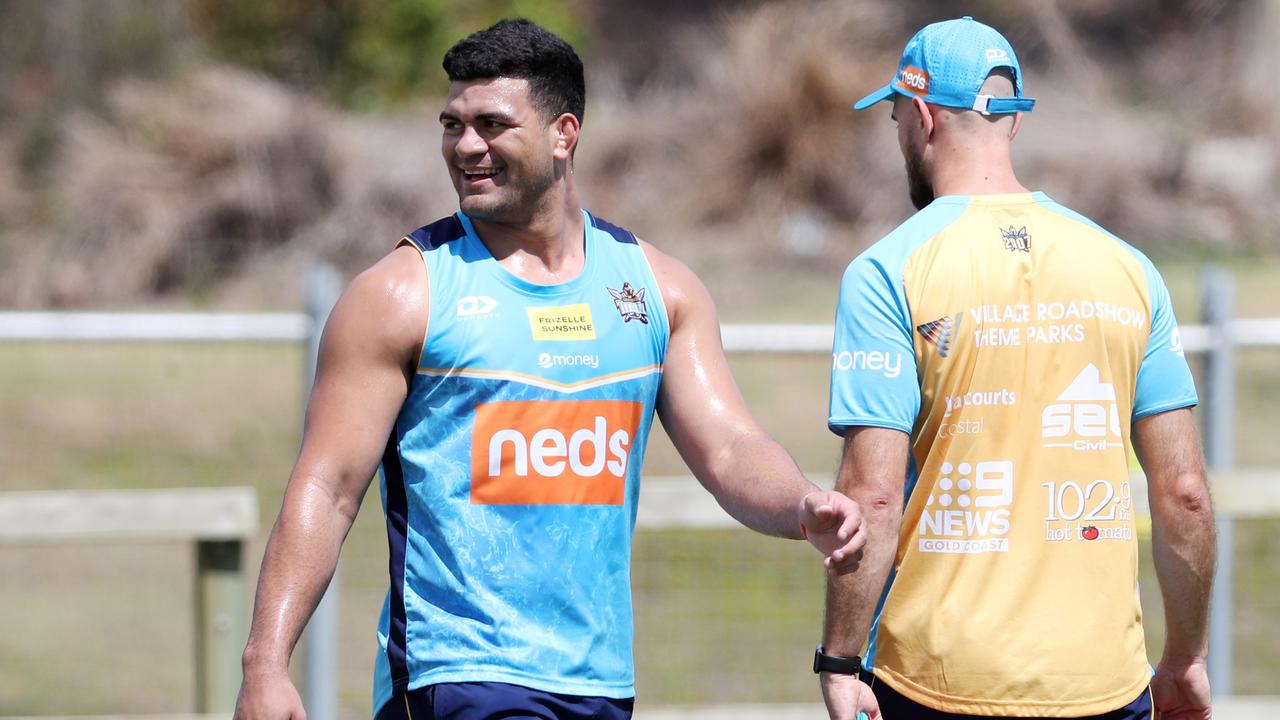 New recruit David Fifita at Gold Coast Titans training. Picture: Nigel Hallett