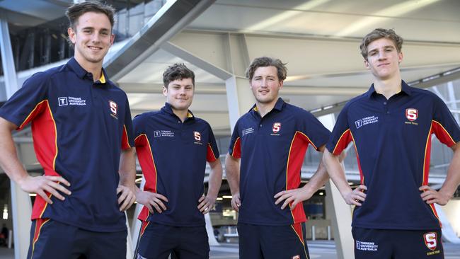 South Australia’s Under-18 All-Australians Jackson Mead, Harry Schoenberg, Will Gould, and Dylan Stephens. Picture: Dean Martin