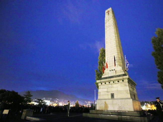 Anzac Day dawn service at the Hobart cenotaph. Picture: Richard Jupe