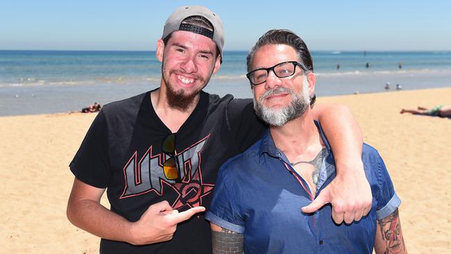 Jed Lovell (right) saved Chris Beale's life at Gunnamatta beach on Christmas Eve. Picture: Josie Hayden