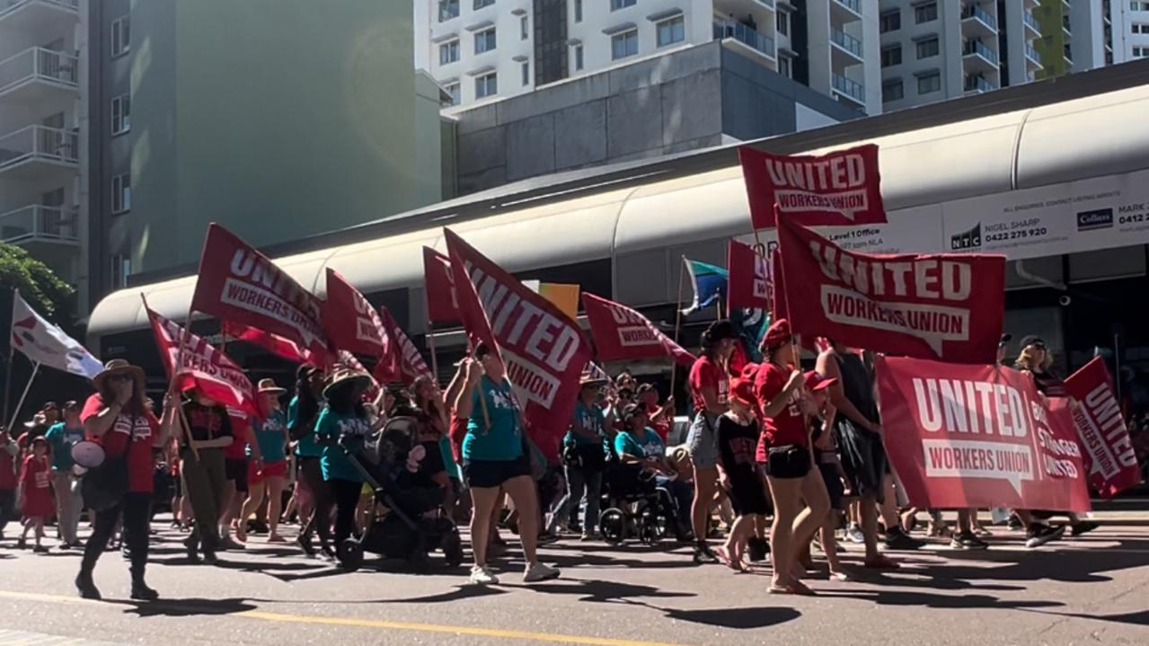 Activists and workers descended on Darwin City on Labour Day.