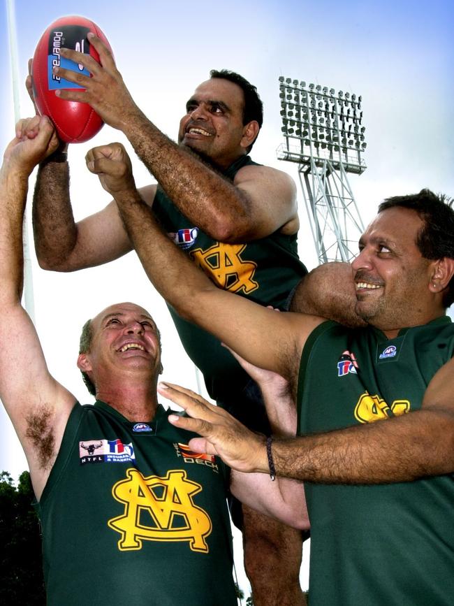 St Mary’s legends Adrian Moscheni, Michael Long and Chris Long.