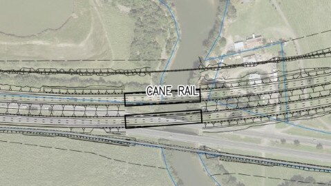 A Transport and Main Roads document showing a proposed three lane bridge across Thomatis Creek.