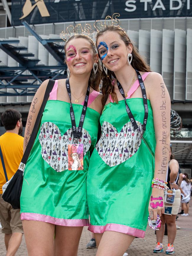 SYDNEY, AUSTRALIA - Daily Telegraph Photos February 26, 2024: Mia and Bella at Taylor Swift's The Eras Tour concert held at Accor Stadium in Sydney. Picture: Christian Gilles