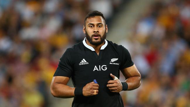 Patrick Tuipulotu of the All Blacks is sent to the sin bin at Suncorp Stadium.