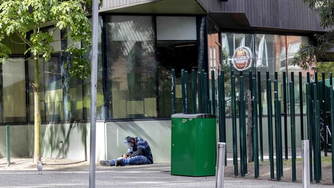 MELBOURNE, AUSTRALIA - NewsWire Photos APRIL 24, 2024. A man nods of and passes out after injecting heroin at the safe injecting room at 23 Lennox St Richmond. Picture: NCA NewsWire / David Geraghty