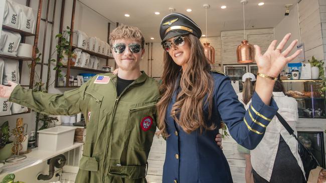 Owner of ESPL Coffee Bianca Holgate and Barista Jake Backhouse at an announcement prior to the Pacific Airshow which will be held in late August. Picture: Glenn Campbell