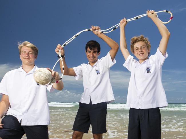 St Andrews College Year 9 Students Ethan Bland, Kiavesh Pulo and Byron Page whose plan to revolutionise the use of shark nets by using magnetic fields to deter sharks won them the National final of the young entrepreneurship program 'Future Anything'. Photo Lachie Millard