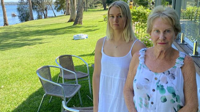 Judy Jones (right), with Lauren Miller, was having a drink with friends at her waterfront home at Yarrawonga Park when the first cries for help were heard about 6.30pm and she ran to help. Picture: Lachlan Leeming