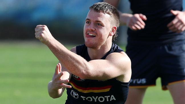 AFL - Adelaide Crows training - Thursday, 27th May, 2021 - at West Lakes. James Rowe and Elliott Himmelberg Picture: Sarah Reed