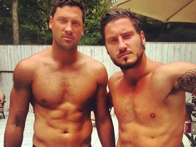 Val Chmerkovskiy, right, with fellow dancer and brother Maskim. Picture: Instagram