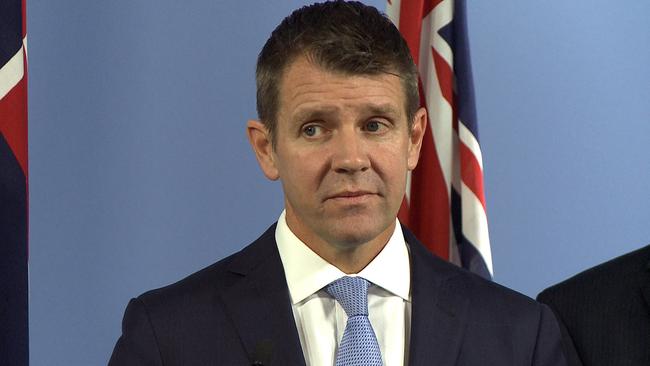 NSW Premier Mike Baird speaks during a press conference in Sydney. Picture: AAP.