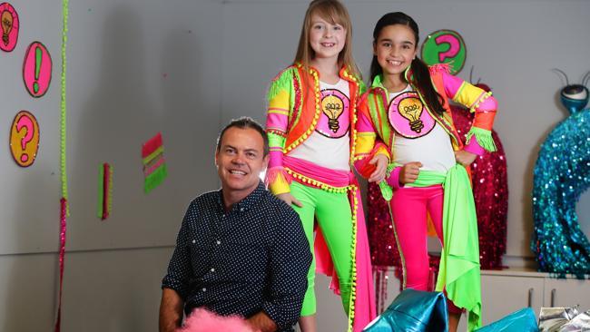 Tim Chappel an Oscar and Tony-award winning production designer has joined Australia's Got Talent to be the show's creative director for the finals, upping the ante in terms of TV production. Tim pictured with contestants Natalie Theodore and Julia Manias.