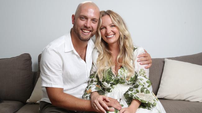 Former Bachelorette Becky Miles and her partner James Bevin have announced that Becky is pregnant. Picture: David Swift