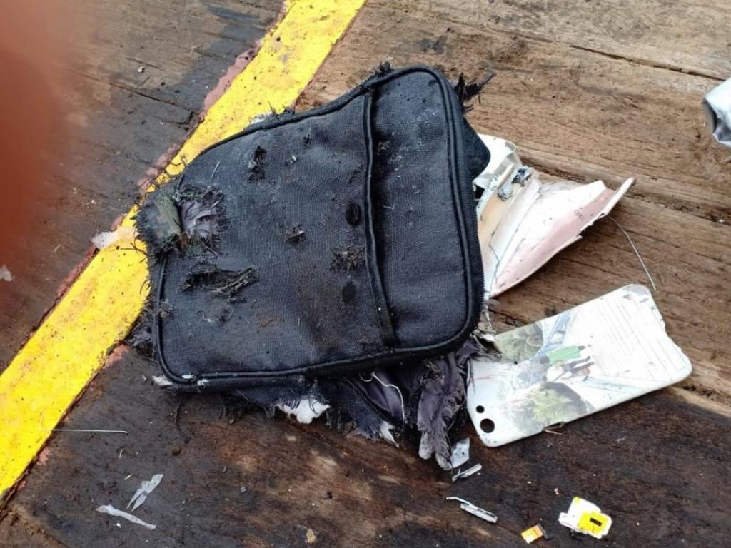 Debris recovered from the Lion Air flight appears to be a passenger’s backpack. Picture: Twitter