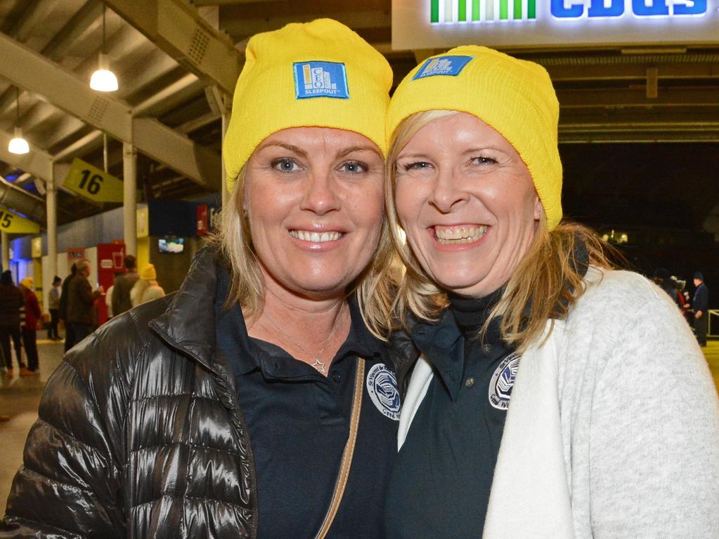 Lucresha Fraser and Sofi Jensen at Vinnies CEO Sleep Out at CBUS Stadium, Robina. Picture: Regina King