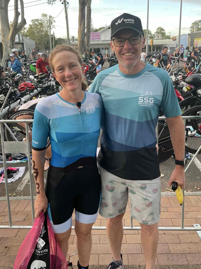 Janelle Harding and Malcolm Wesener of SSG MULTISPORTS at the Hervey Bay 100 Triathlon on Sunday, November 26, 2023.