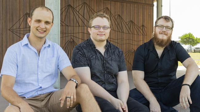 Obelus Studios founders Rhys Johansen, Joshua Webel and Jarrod Revell completed a Diploma of Digital and Interactive Games at TAFE NSW Coffs Harbour. Photo: McMillan Arts