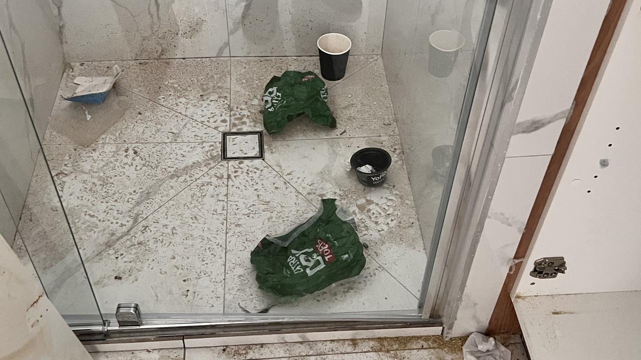 One customer is Harpreet Singh who shared shocking photos that show unknown people entering his house and causing damage, including finding a used condom in the master bedroom of his unfinished home, urine in his bathtub, oil in the pantry and a blocked toilet. Picture: Supplied