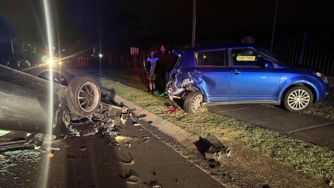 Police are investigating after the driver of a Ford Focus crashed into a parked car in Kearneys Spring on Thursday night and fled before the authorities arrived. The Focus was bearing false rego plates.