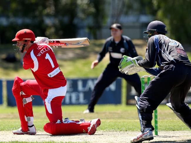 Luke Wells on debut for Casey South Melbourne, batting against Prahran.