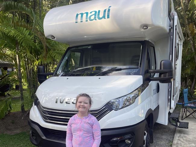 8-year-old Macey from Hobart, who has been battling a rare brain cancer, has her wish granted of visiting an adventure park in Queensland. Picture: Make-A-Wish/Supplied