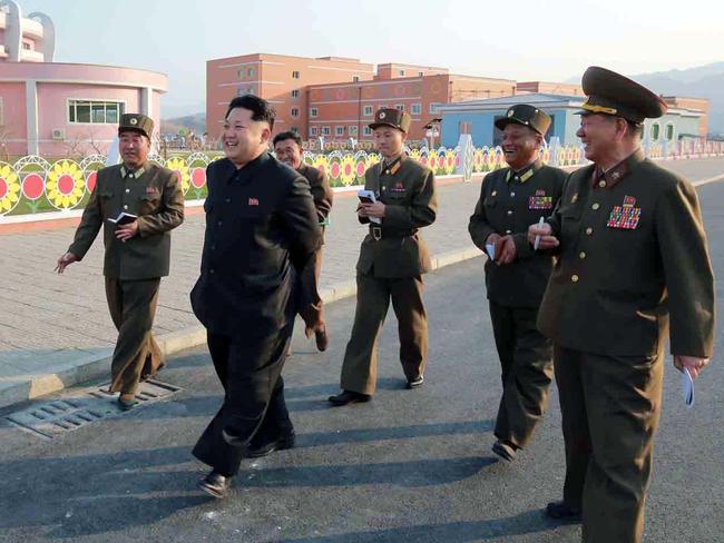 Business as usual ... North Korean leader Kim Jong-un inspecting the newly built Wonsan Baby Home and Orphanage in Wonsan in Kangwon province. AFP PHOTO
